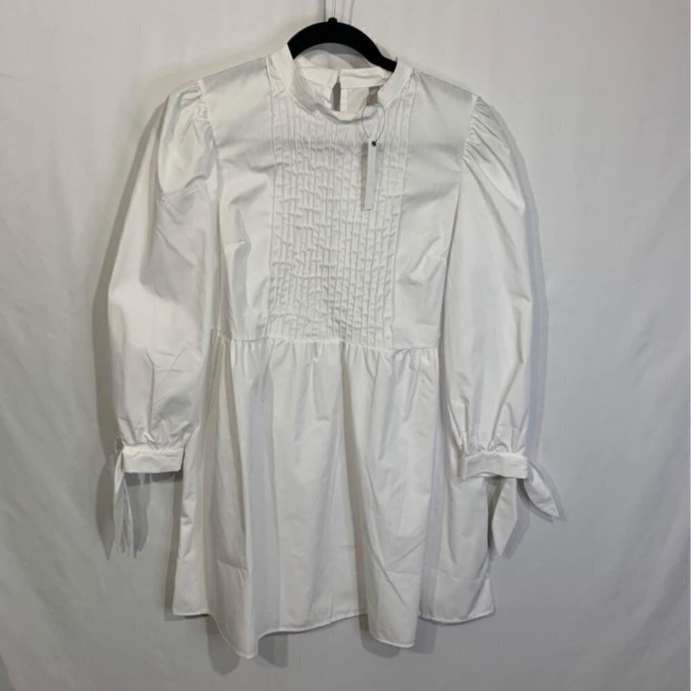 𝅺asos shirt dress with bow detail on sleeves. New with tags. Size 8. White.